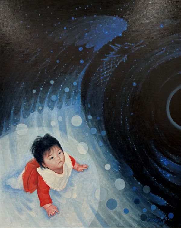 第74回 光陽展　委員　竹花 美智子（ﾀｹﾊﾅ ﾐﾁｺ）そら・姪孫 Ⅰ　(油）F100